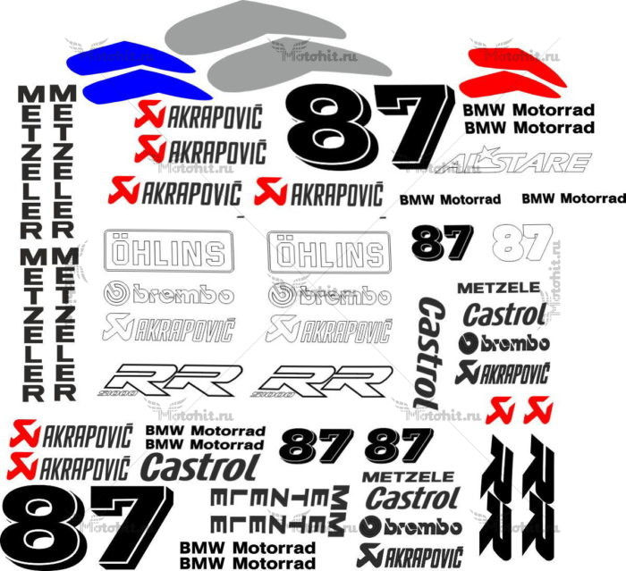 Комплект наклеек BMW S-1000-RR 87-CASTROL