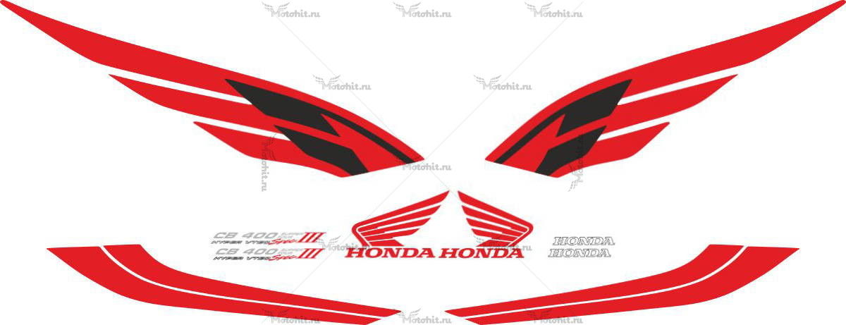 Комплект наклеек Honda CB-400 2004 VTEC-3 RED