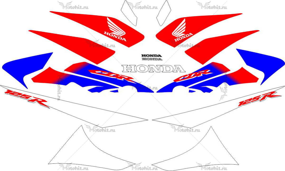 Комплект наклеек Honda CBR-125-R 2004-2014 BLUE-WHITE-RED