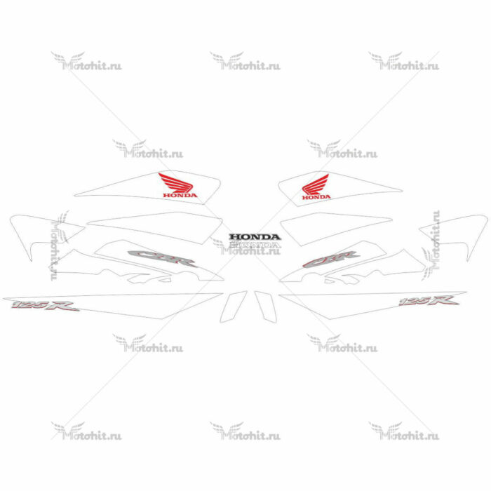 Комплект наклеек Honda CBR-125-R 2007-2009 RED