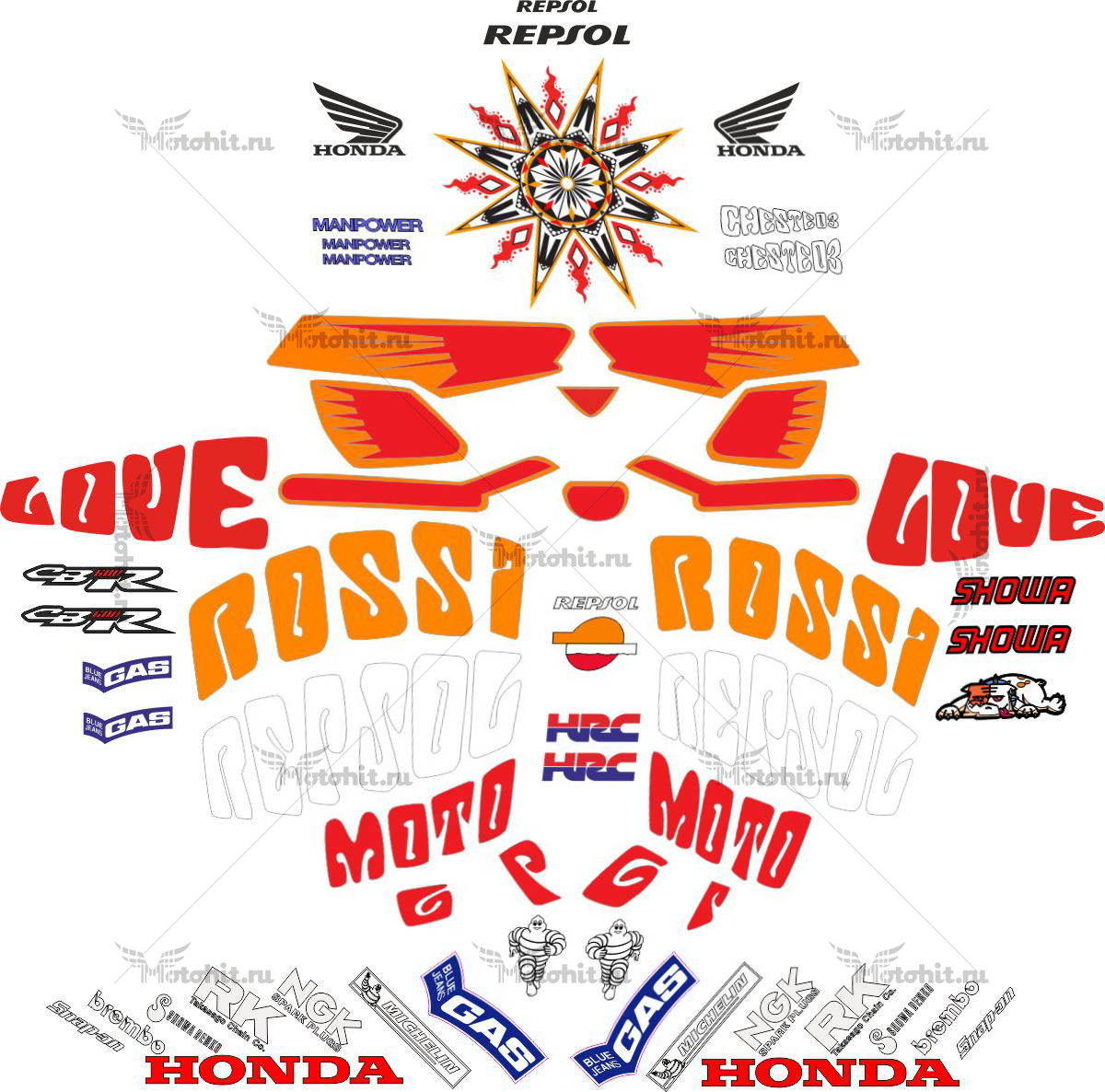 Комплект наклеек Honda CBR-600-RR 2003-2004 ROSSI