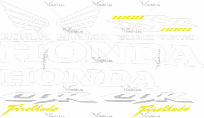 Комплект наклеек Honda CBR-1000-RR 2006 FIREBLADE-ONLY-TXT-WHITE