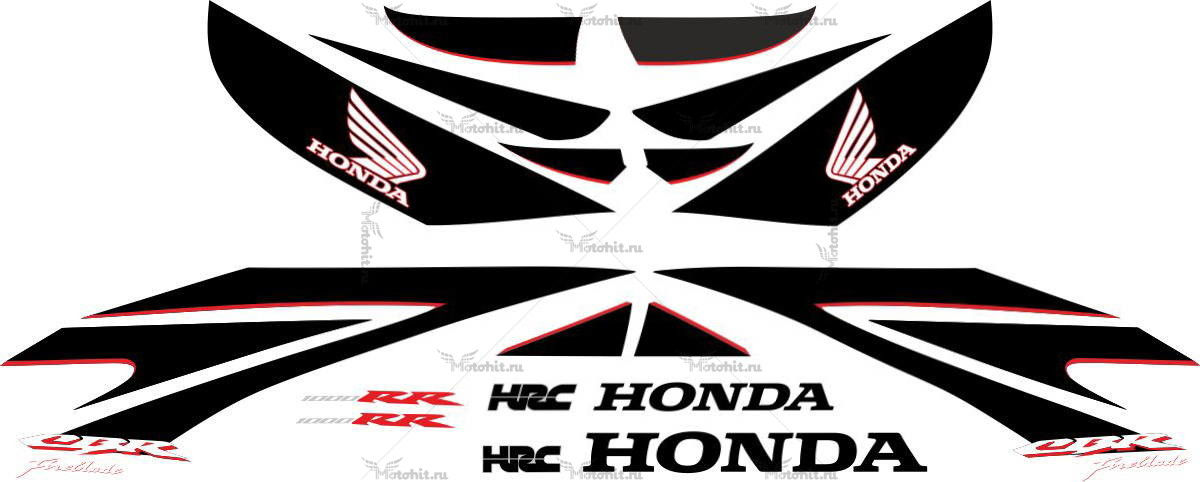 Комплект наклеек Honda CBR-1000-RR 2007 BLACK-RED