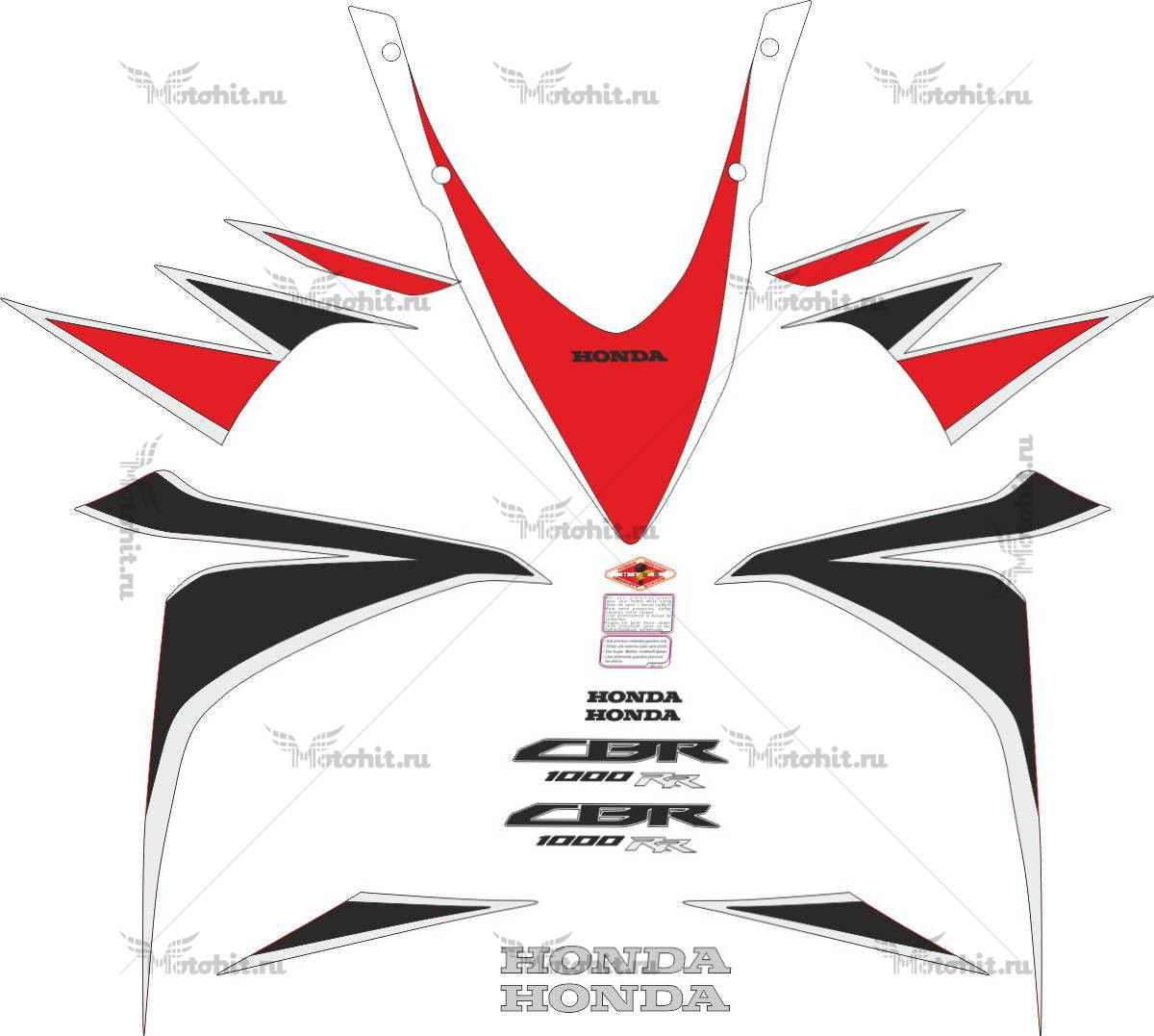 Комплект наклеек Honda CBR-1000-RR 2010-2011 BLACK-RED