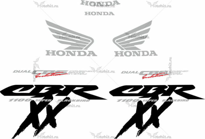 Комплект наклеек Honda CBR-1100-XX 1997-1998 BLACK