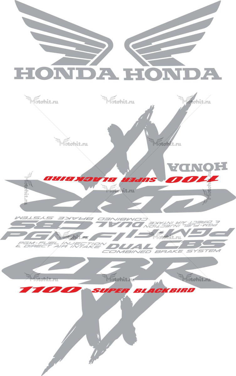 Комплект наклеек Honda CBR-1100-XX 1997-2000