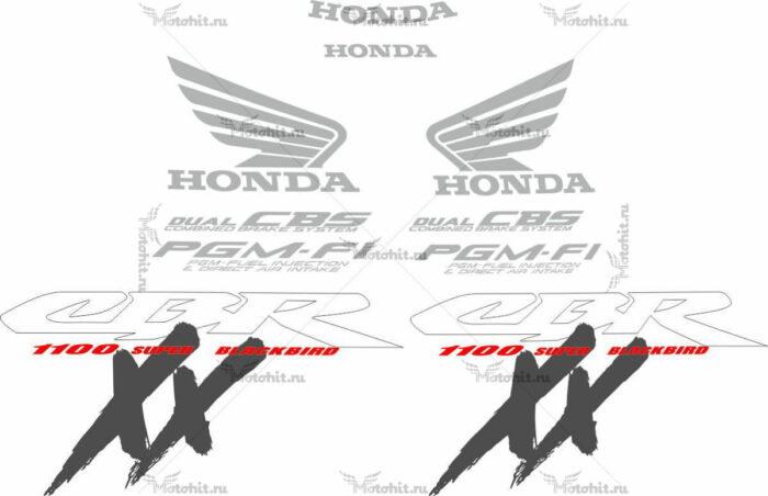 Комплект наклеек Honda CBR-1100-XX 1999-2007 RED