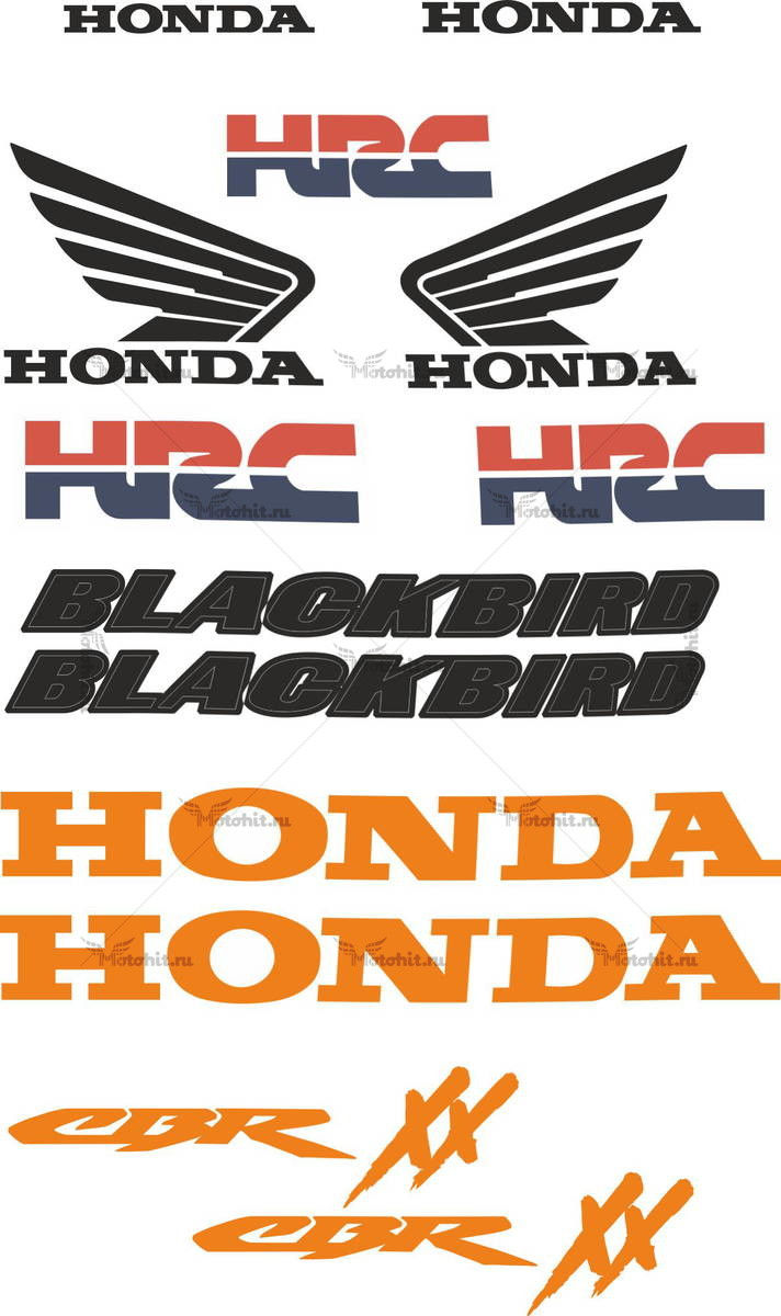 Комплект наклеек Honda CBR-1100-XX BLACKBIRD-HRC