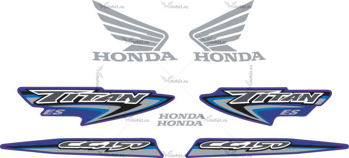 Комплект наклеек Honda CG-150 2007 TITAN-BLUE