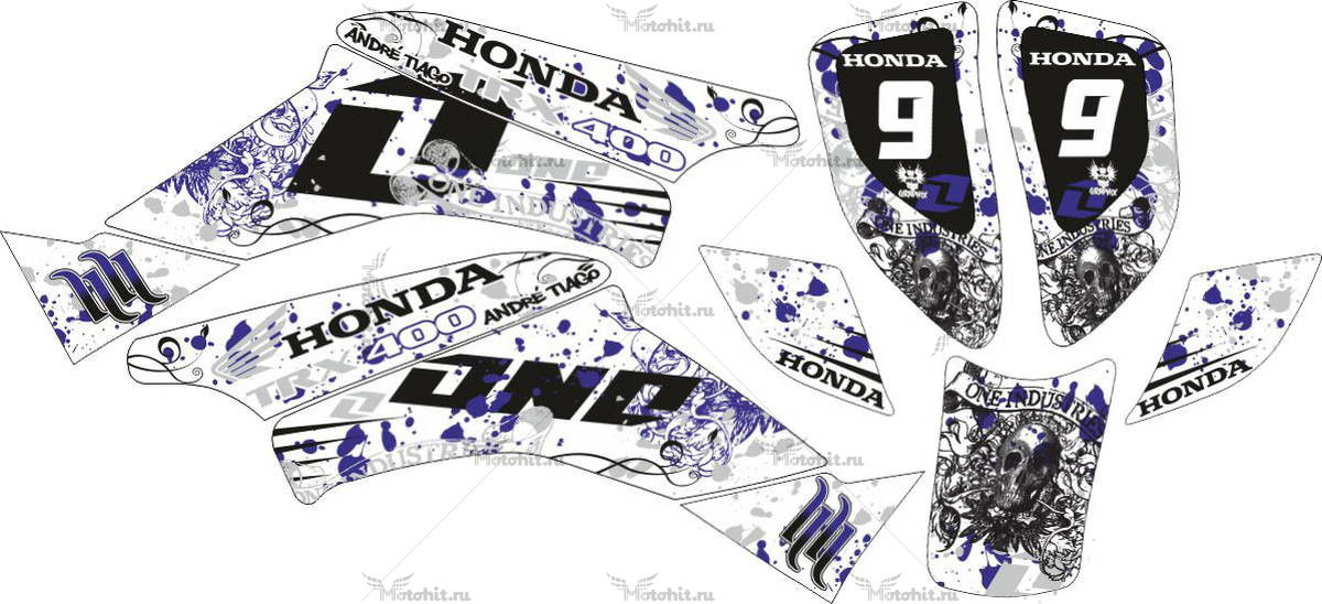 Комплект наклеек Honda TRX-400 BLUE-WHITE
