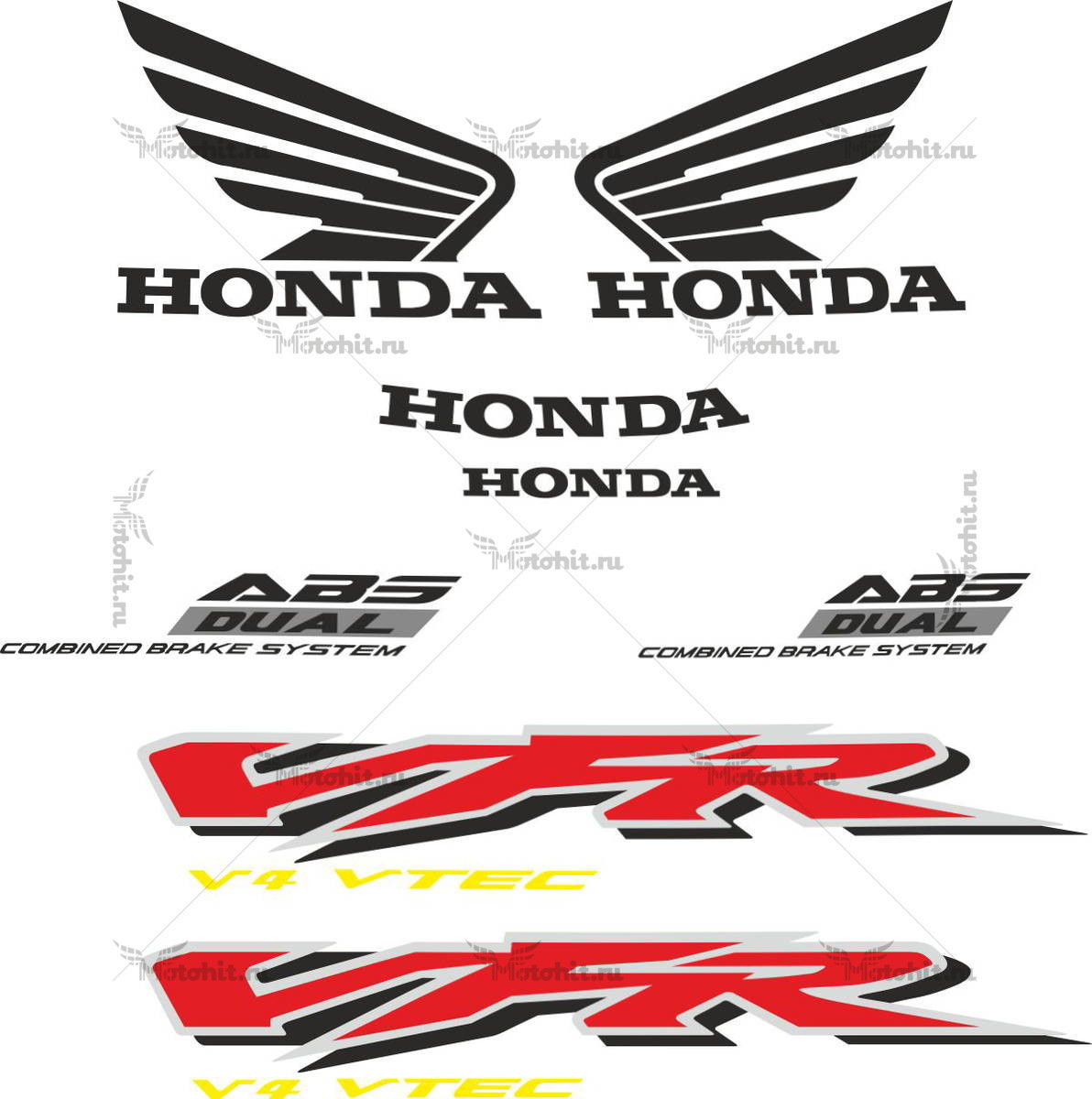 Комплект наклеек Honda VFR-800-F 2002-2008 V-TEC