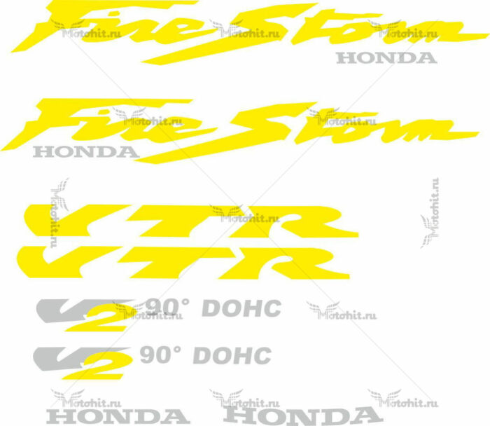 Комплект наклеек Honda VTR-FIRESTORM-YELLOW