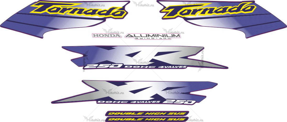 Комплект наклеек Honda XR-250 2001-2002 SIlver