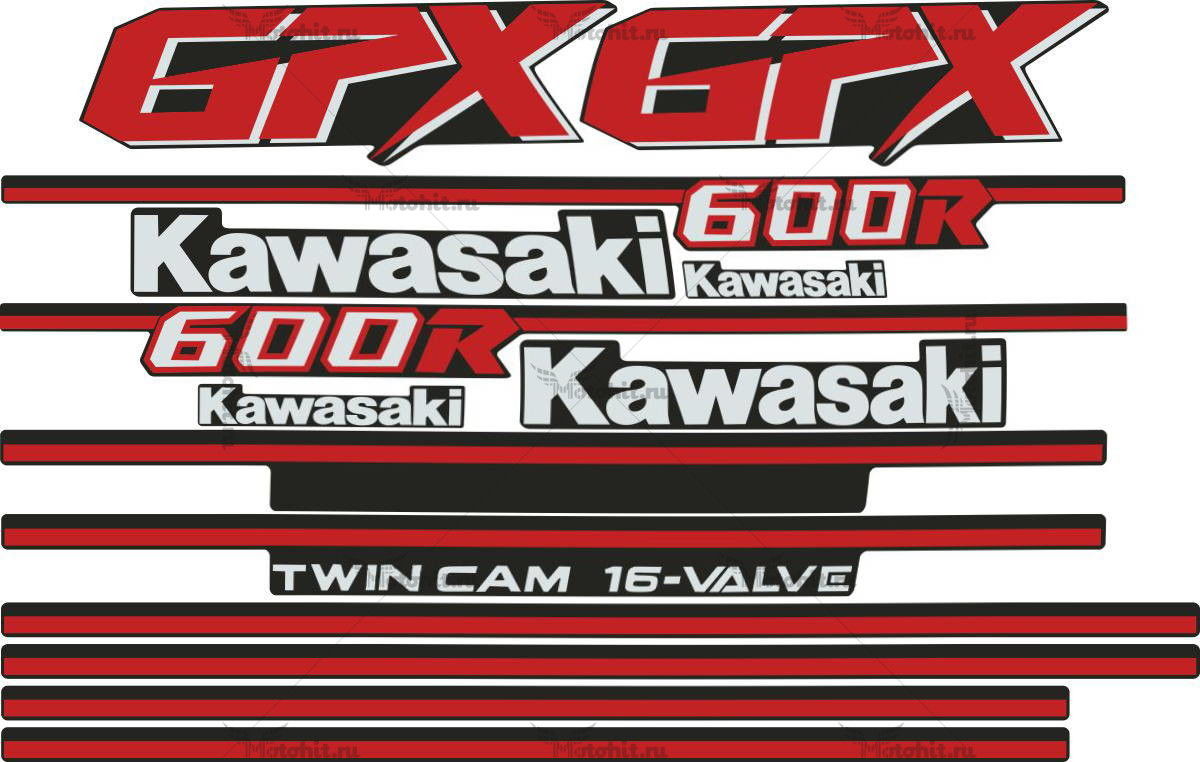 Комплект наклеек Kawasaki GPX-600-R 1985 FOR-WHITE
