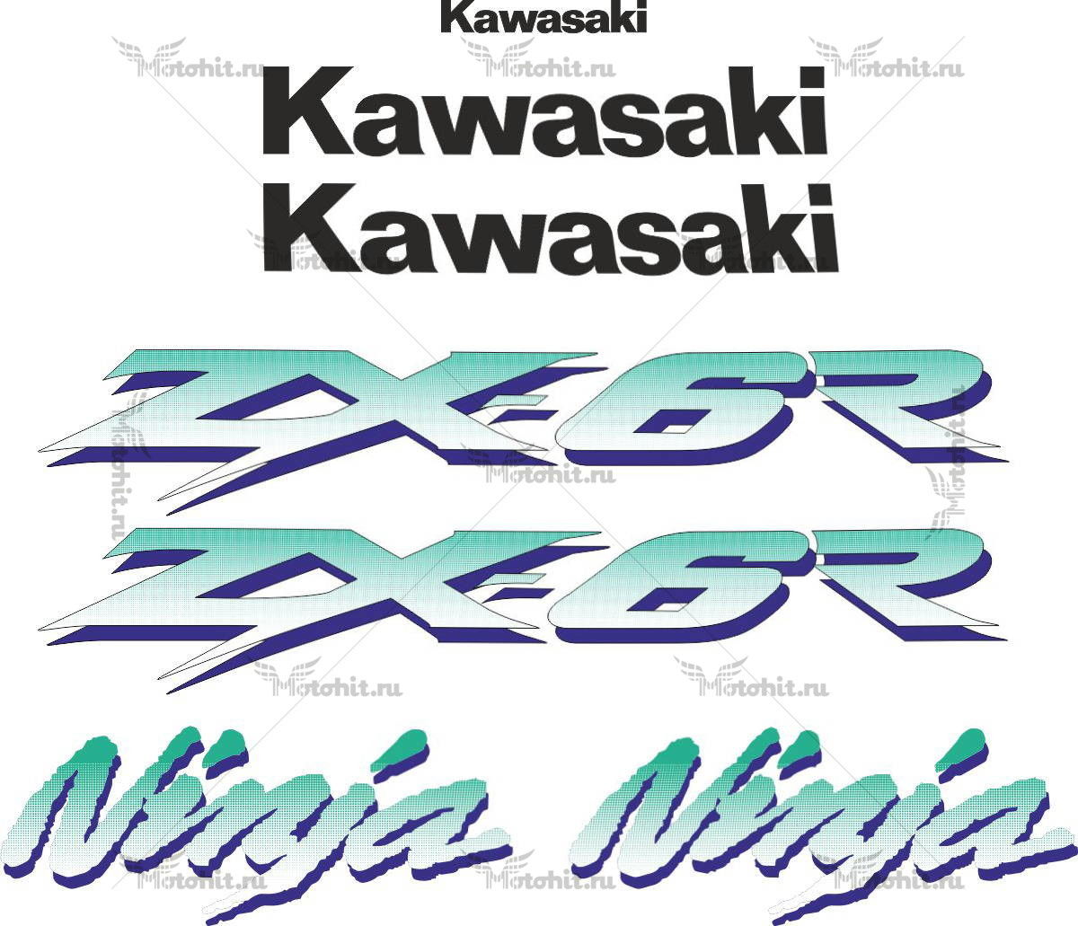 Комплект наклеек Kawasaki ZX-6R 1997-2002