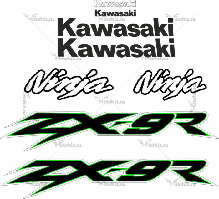 Комплект наклеек Kawasaki ZX-9R 2002 TXT