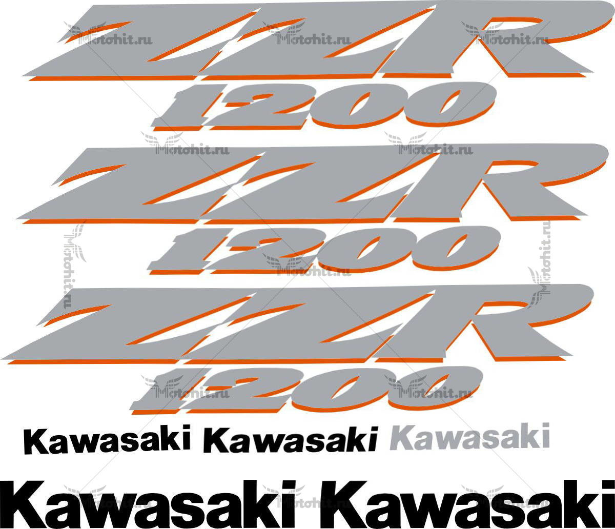 Комплект наклеек Kawasaki ZZR-1200 2002-2005