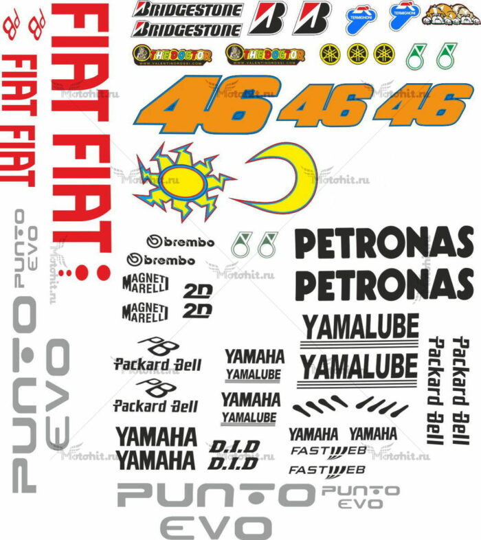 Комплект наклеек Yamaha FIAT-2009-ESTORIL-ROSSI