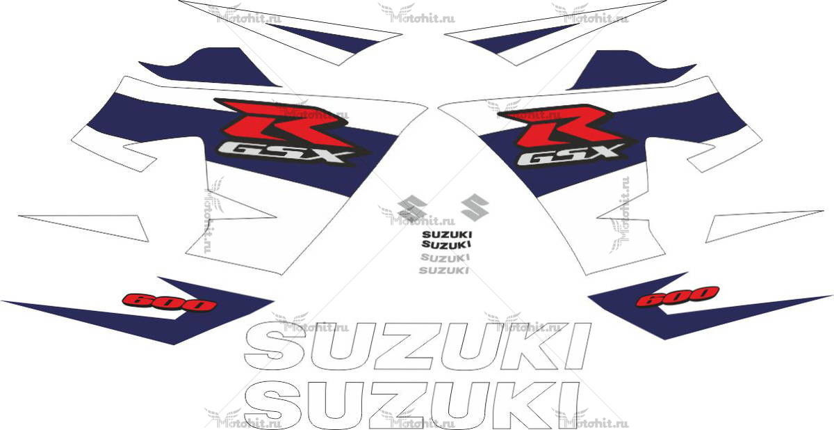 Комплект наклеек SUZUKI GSX-R-600 2004-2005 WHITE-BLUE