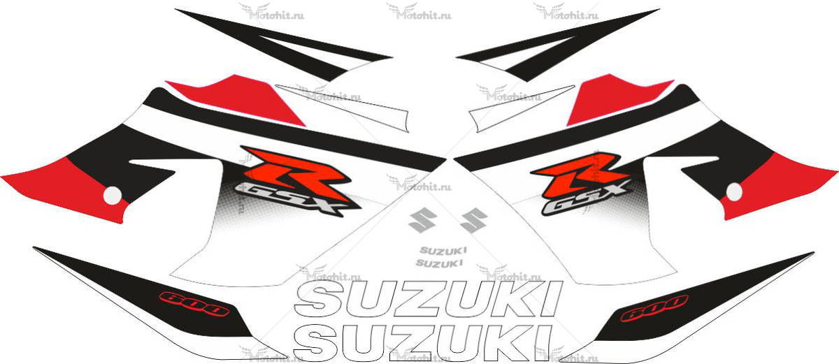 Комплект наклеек SUZUKI GSX-R-600 2004-2005 WHITE-RED