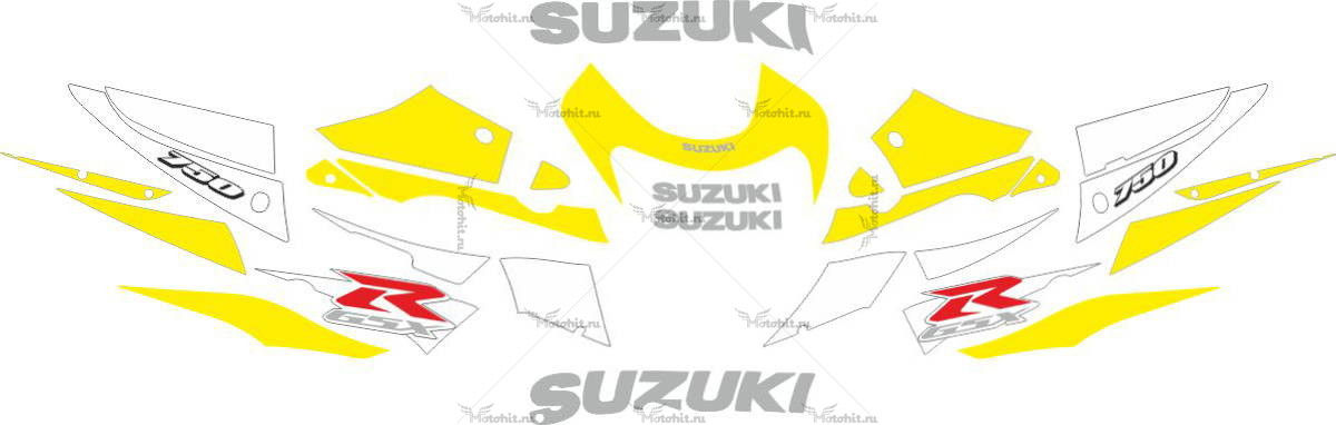 Комплект наклеек SUZUKI GSX-R-750 2001 YELLOW