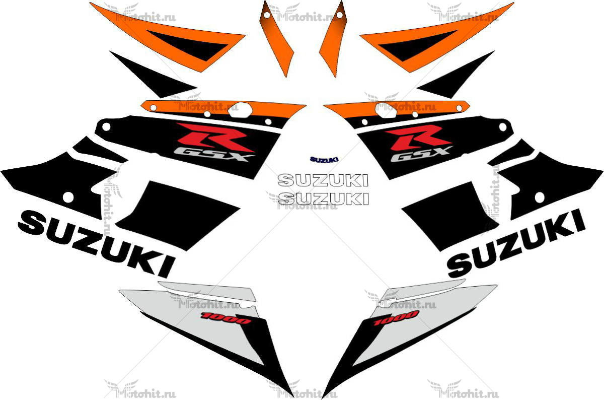 Комплект наклеек SUZUKI GSX-R-1000 2003-2004 BLACK-ORANGE