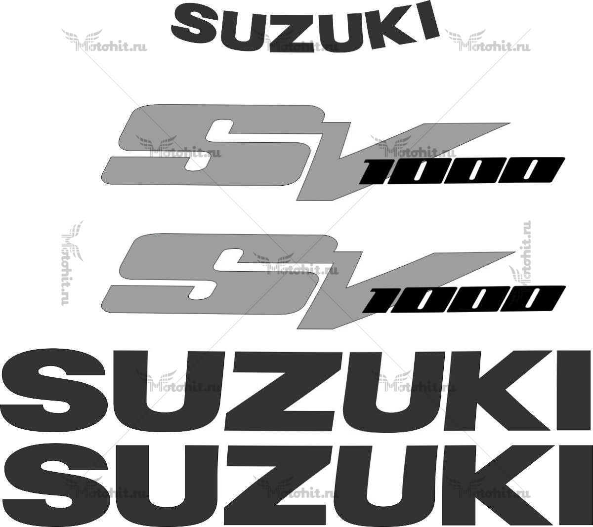 Комплект наклеек SUZUKI SV-1000 2003-2008 SILVER-BLACK