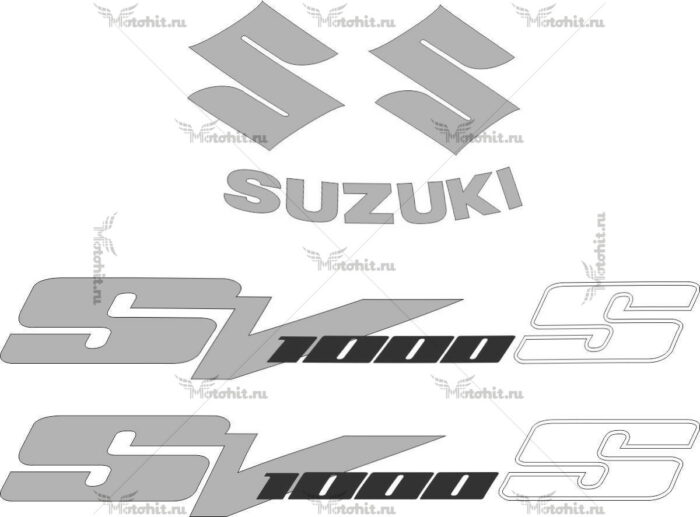 Комплект наклеек SUZUKI SV-1000-S 2003-2008 SILVER-BLACK