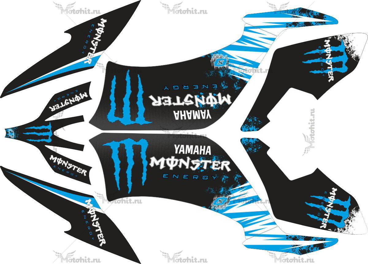 Комплект наклеек Yamaha YFM-250 RAPTOR-MONSTER-BLUE-2