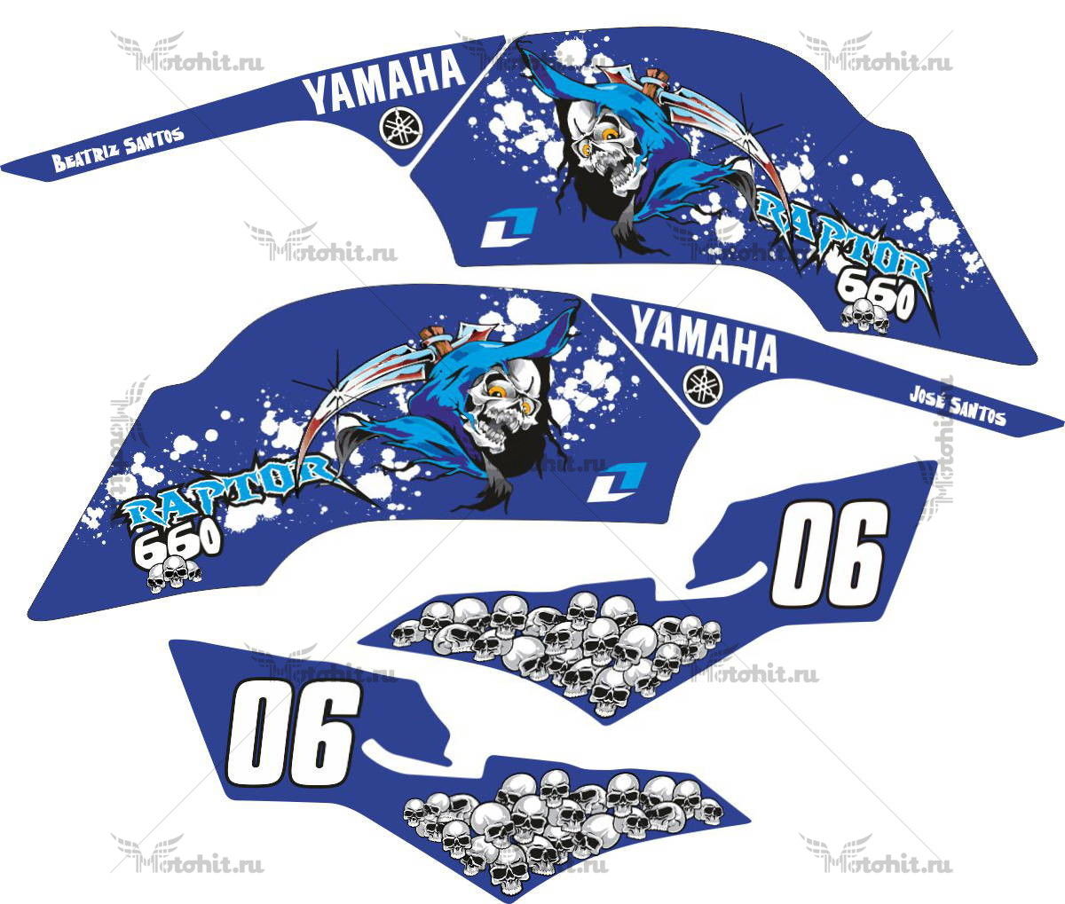 Комплект наклеек Yamaha RAPTOR-660 BLUE-DEATH