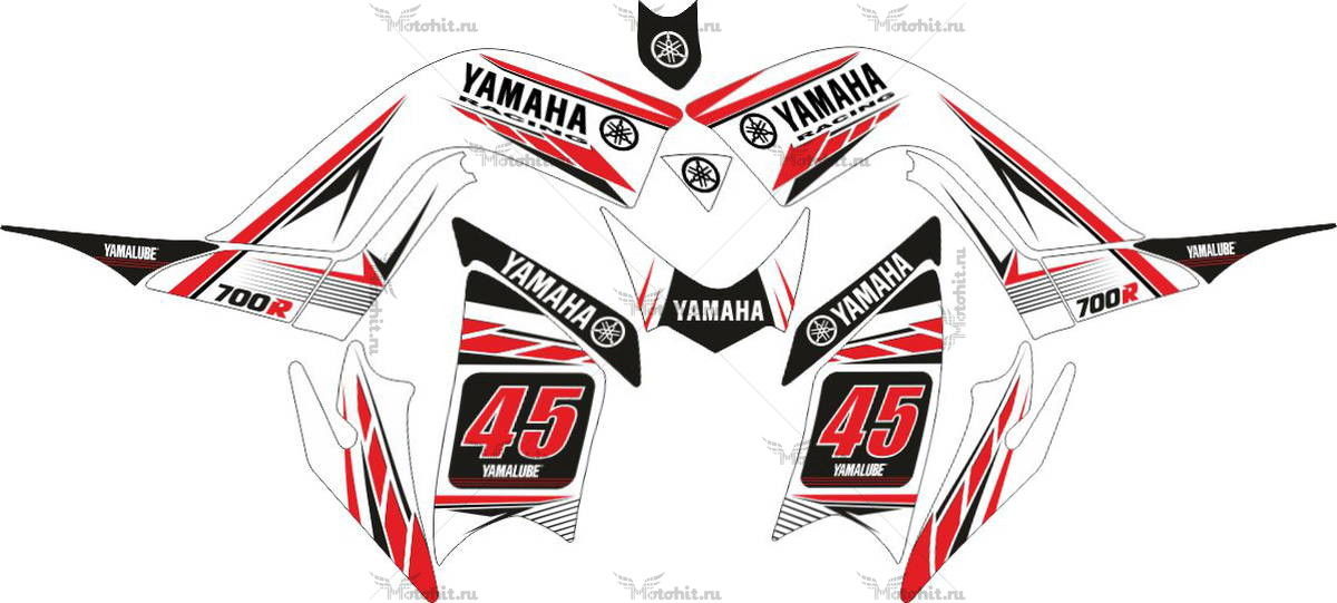 Комплект наклеек Yamaha RAPTOR-700 WHITE-RED