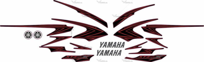 Комплект наклеек Yamaha XTZ-125 2008 BLACK-RED