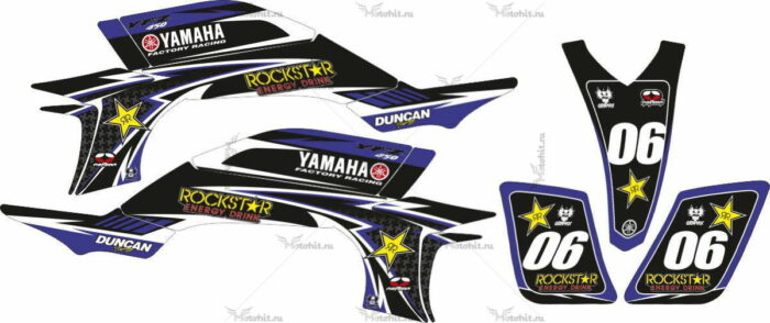 Комплект наклеек Yamaha YFZ-450 HART-HUNTINGTON-BLACK-BLUE