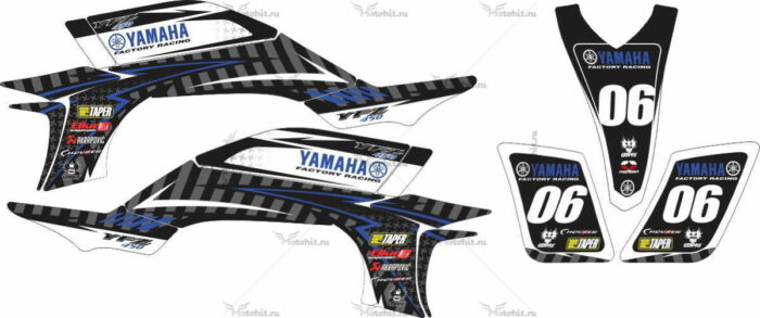 Комплект наклеек Yamaha YFZ-450 HART-HUNTINGTON-WHITE-BLUE