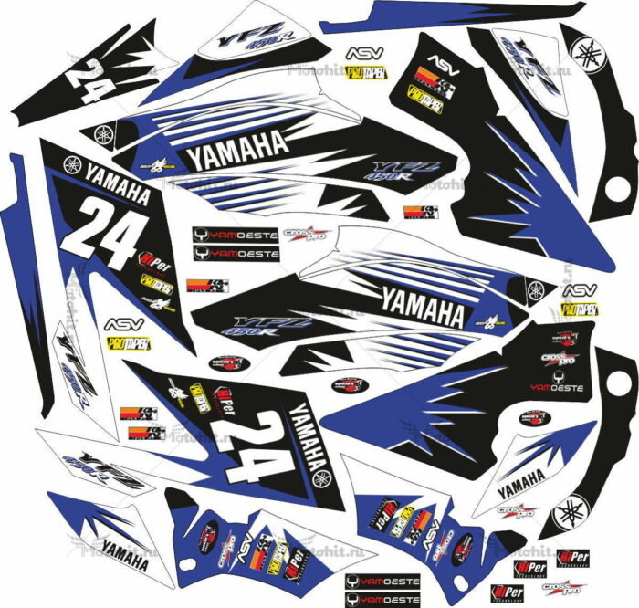 Комплект наклеек Yamaha YFZ-450-R BLACK-BLUE