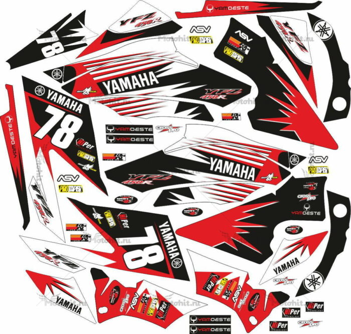 Комплект наклеек Yamaha YFZ-450-R BLACK-RED