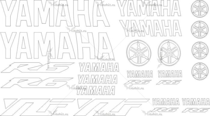Комплект наклеек Yamaha YZF-R6 2002 TXT-WHITE