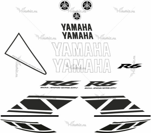 Комплект наклеек Yamaha YZF-R6 2007 WHITE-BLACK