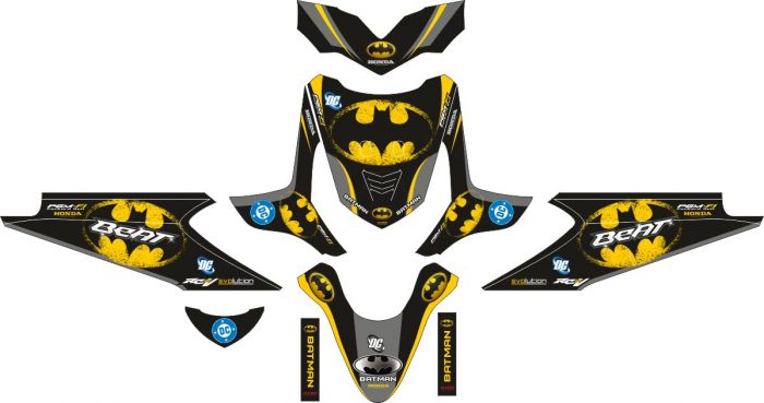 Комплект наклеек на скутер HONDA BEAT BATMAN KUNING LOGO