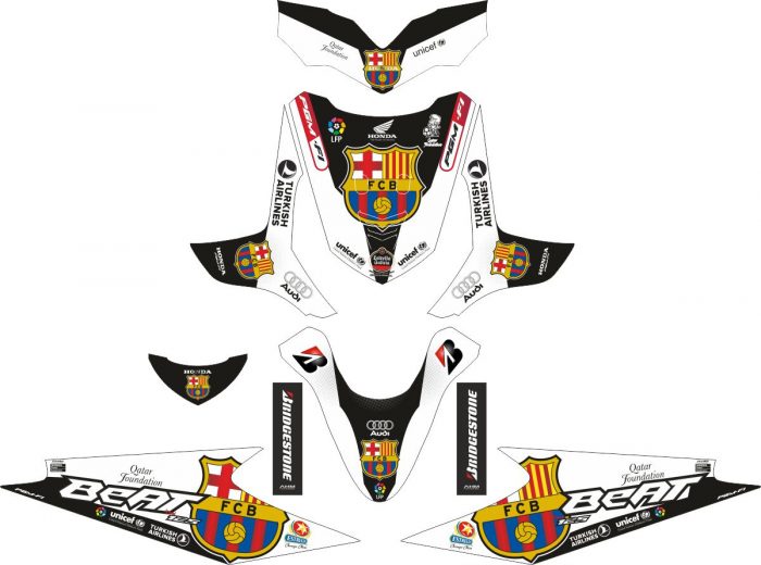 Комплект наклеек на скутер HONDA BEAT PUTIH BARCELONA FC
