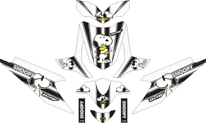 Комплект наклеек на скутер HONDA BEAT SCOOPY BLACK WHITE