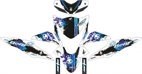 Комплект наклеек на скутер HONDA BEAT-FI BLUE SCULL