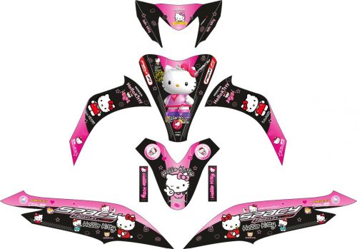 Комплект наклеек на скутер HONDA SPACY BLACK HELLO KITTY
