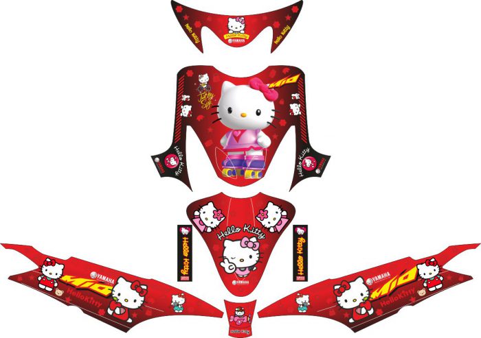 Комплект наклеек на скутер YAMAHA MIO HELLO KITTY RED 2010