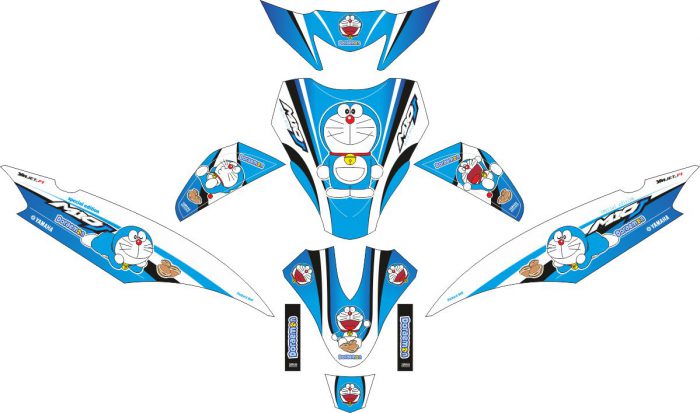 Комплект наклеек на скутер YAMAHA MIO J DORAEMON BLUE WHITE
