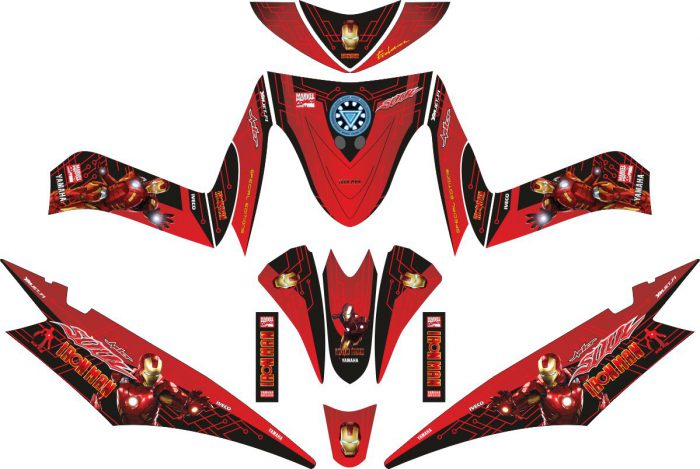 Комплект наклеек на скутер YAMAHA MIO SOUL IRONMAN RED BLACK