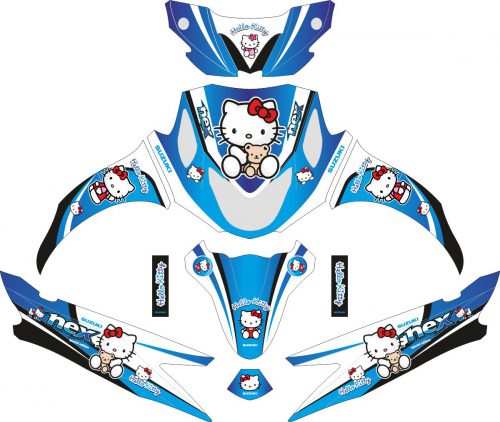 Комплект наклеек на скутер SUZUKI NEX HELLO KITTY BLUE