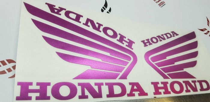 Наклейка Крылья Honda розовый хром