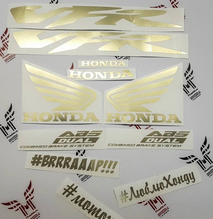 Золотой хром Комплект наклеек Honda VFR-800-F 2009+ V-TEC