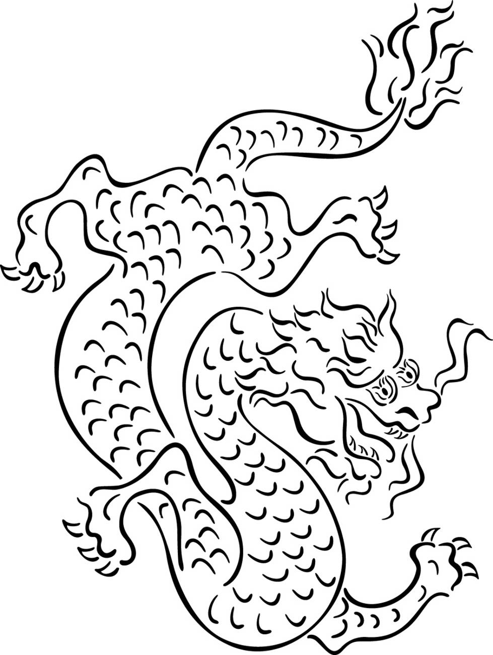 Китайский дракон трафарет для вырезания